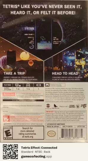Tetris Effect: Connected Nintendo Switch, NTSC box back