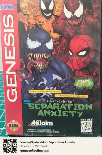 Venom/Spider-Man: Separation Anxiety Sega Mega Drive / Genesis, NTSC box front