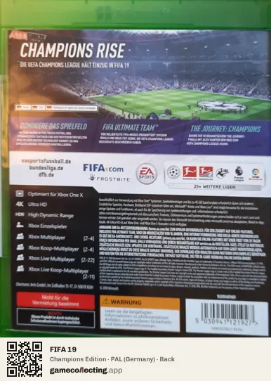 FIFA 19 Xbox One, Germany box back