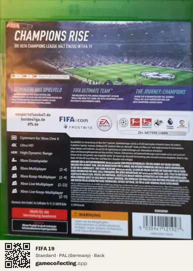 FIFA 19 Xbox One, Germany box back