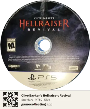 Clive Barker's Hellraiser: Revival PlayStation 5, NTSC disc