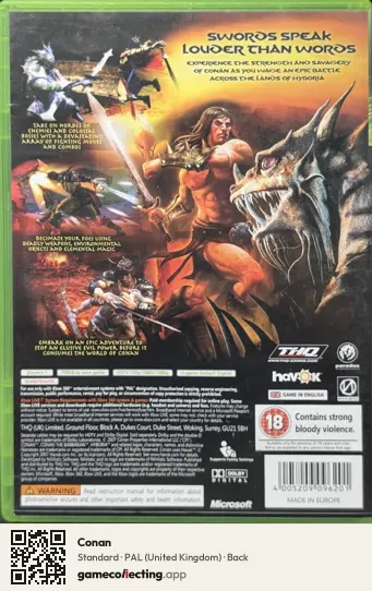Conan Xbox 360, United Kingdom box back