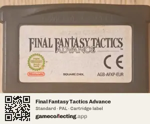Final Fantasy Tactics Advance Game Boy Advance, PAL cartridge label