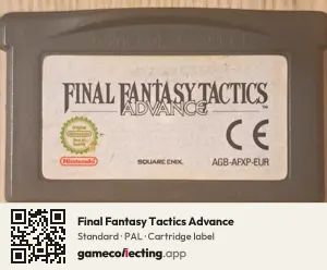 Final Fantasy Tactics Advance Game Boy Advance, PAL cartridge label