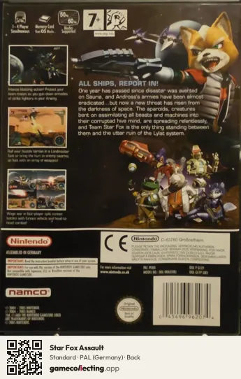 Star Fox Assault Nintendo GameCube, Germany box back