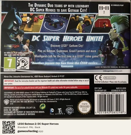 LEGO Batman 2: DC Super Heroes Nintendo DS, PAL box back