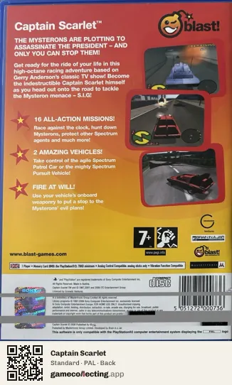 Captain Scarlet PlayStation 2, PAL box back