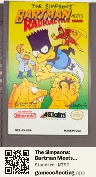 The Simpsons: Bartman Meets Radioactive Man Nintendo Entertainment System, NTSC cartridge label