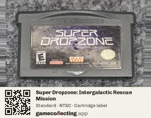 Super Dropzone: Intergalactic Rescue Mission Game Boy Advance, NTSC cartridge label