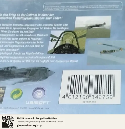 IL-2 Sturmovik: Forgotten Battles Computer, Germany box back