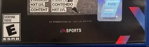 FIFA 21, the ESRB box on its front