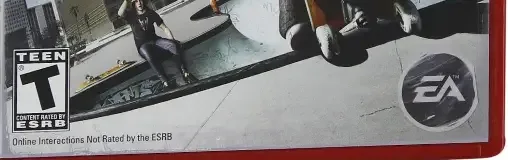 Skate 3, the ESRB box on its front