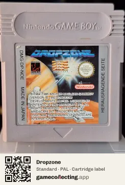 Dropzone Game Boy, PAL cartridge label
