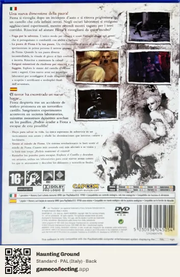 Haunting Ground PlayStation 2, Italy box back
