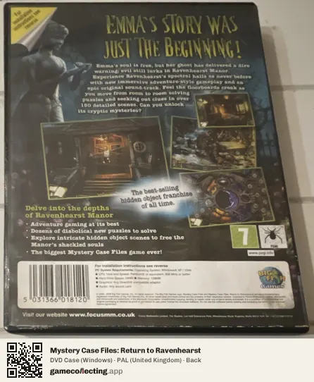 Mystery Case Files: Return to Ravenhearst Computer, United Kingdom box back
