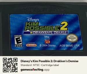 Disney's Kim Possible 2: Drakken's Demise Game Boy Advance, NTSC cartridge label