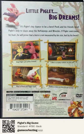Piglet's Big Game PlayStation 2, NTSC box back