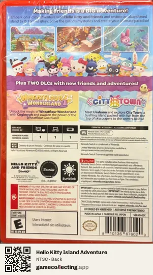Hello Kitty Island Adventure Nintendo Switch 2, NTSC box back