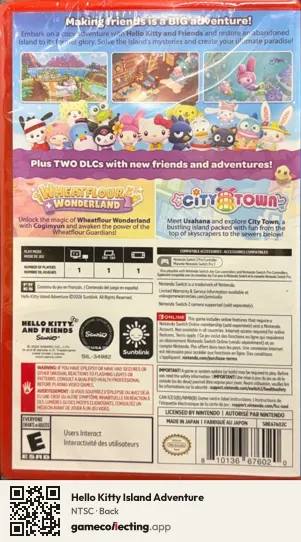 Hello Kitty Island Adventure Nintendo Switch 2, NTSC box back