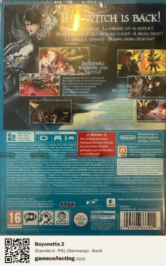 Bayonetta 2 Nintendo Wii U, Germany box back