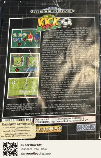 Super Kick Off Sega Mega Drive / Genesis, PAL box back