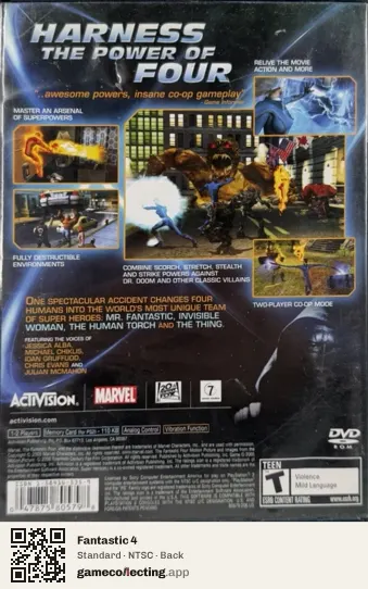 Fantastic 4 PlayStation 2, NTSC box back