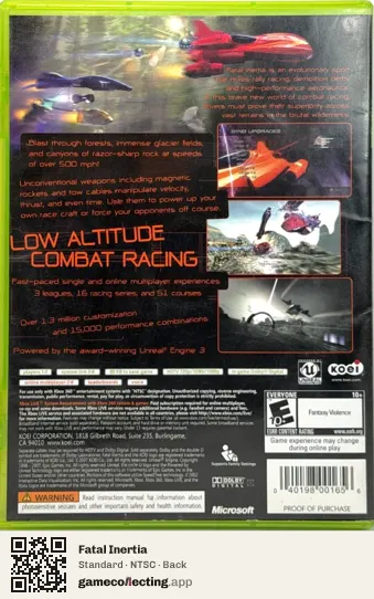 Fatal Inertia Xbox 360, NTSC box back