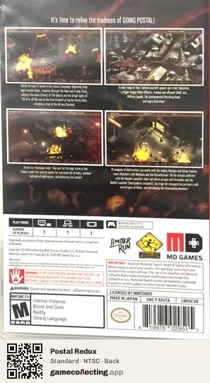 Postal Redux Nintendo Switch, NTSC box back
