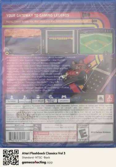 Atari Flashback Classics Vol 3 PlayStation 4, NTSC box back