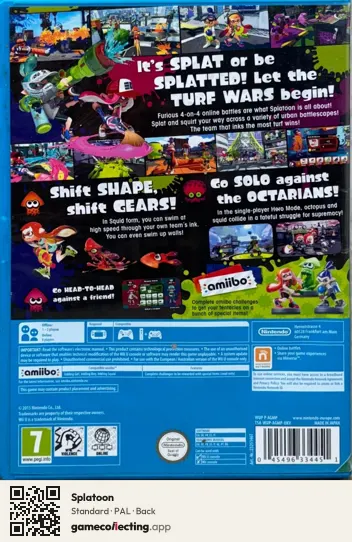 Splatoon Nintendo Wii U, PAL box back