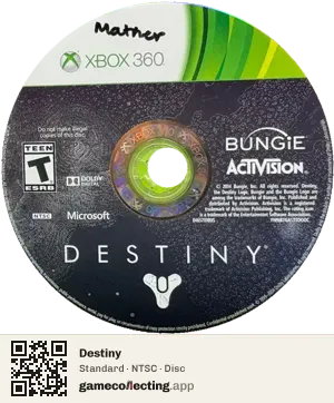 Destiny Xbox 360, NTSC disc