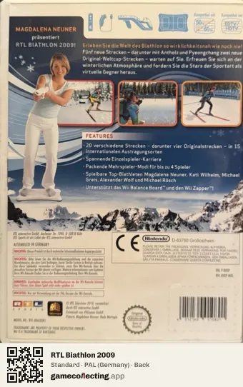 RTL Biathlon 2009 Nintendo Wii, Germany box back
