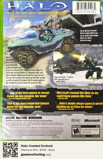 Halo: Combat Evolved Xbox, NTSC box back