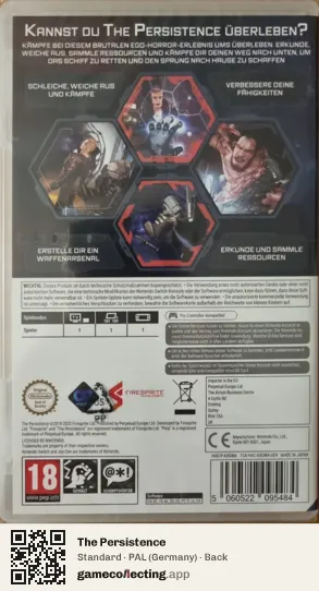 The Persistence Nintendo Switch, Germany box back