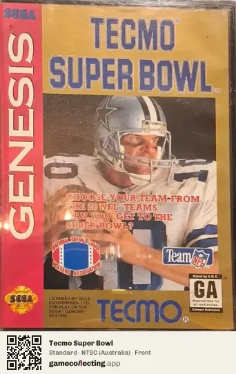 Tecmo Super Bowl Sega Mega Drive / Genesis, Australia box front