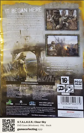 S.T.A.L.K.E.R.: Clear Sky Computer, PAL box back