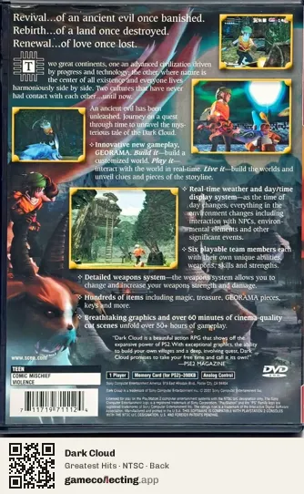 Dark Cloud PlayStation 2, NTSC box back