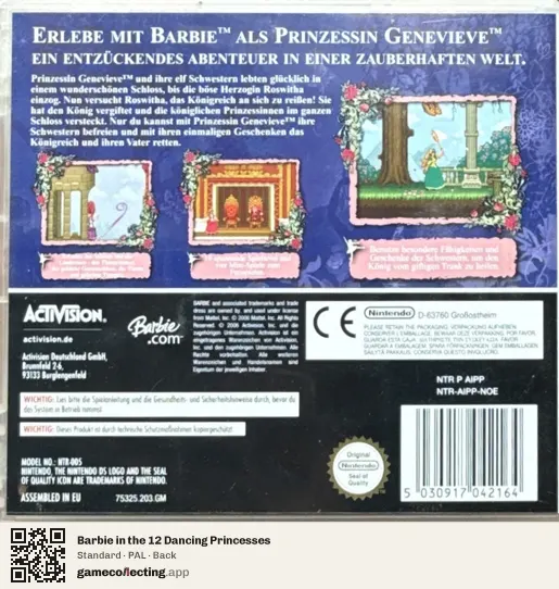 Barbie in the 12 Dancing Princesses Nintendo DS, PAL box back