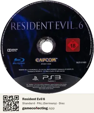 Resident Evil 6 PlayStation 3, PAL disc