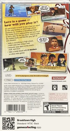 Brooktown High PlayStation Portable, NTSC box back