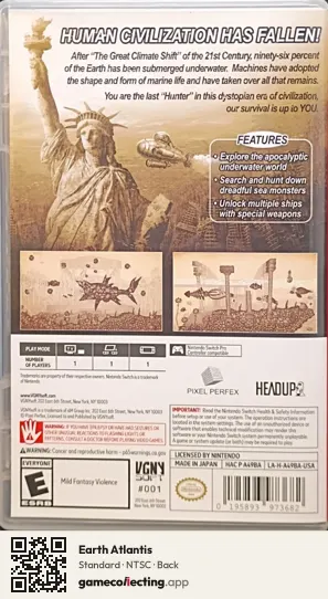 Earth Atlantis Nintendo Switch, NTSC box back