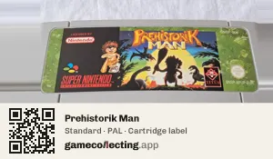 Prehistorik Man Super Nintendo Entertainment System, PAL cartridge label