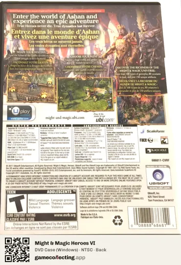 Might & Magic Heroes VI Computer, NTSC box back