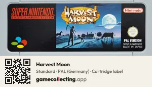 Harvest Moon Super Nintendo Entertainment System, PAL cartridge label