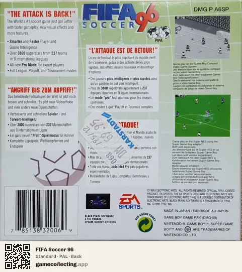 FIFA Soccer 96 Game Boy, PAL box back