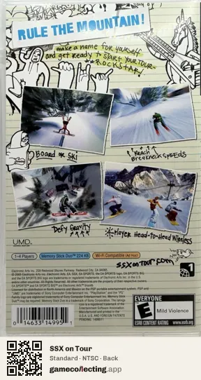 SSX on Tour PlayStation Portable, NTSC box back