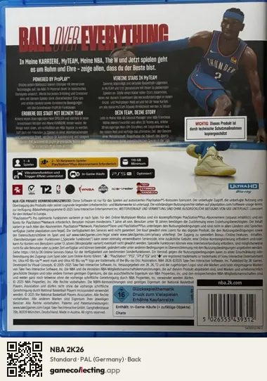 NBA 2K26 PlayStation 5, Germany box back