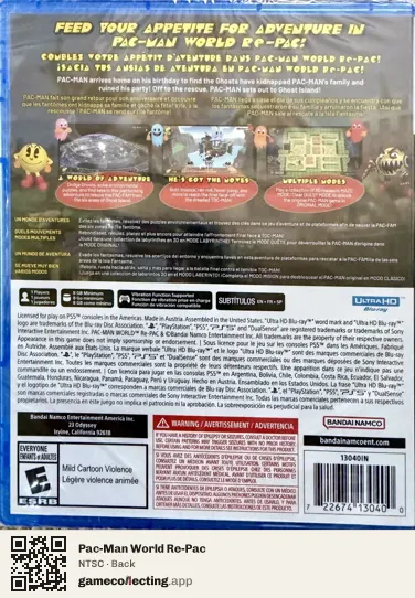Pac-Man World Re-Pac PlayStation 5, NTSC box back