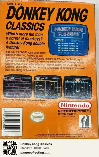Donkey Kong Classics Nintendo Entertainment System, NTSC box back