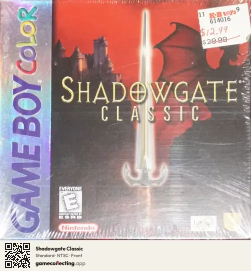 Shadowgate Classic Game Boy Color, NTSC box front